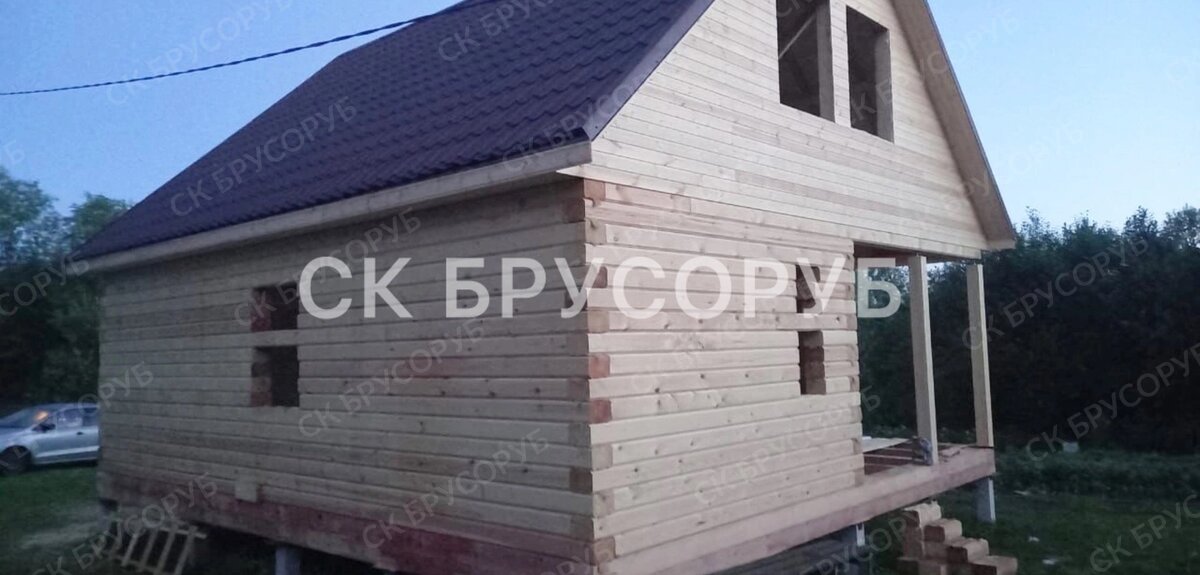 Дом из бруса под усадку 7х8 в Ленинградской области, Лужский район