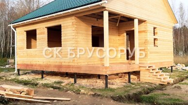 Дом из бруса под усадку 8х8 в Ленинградской области, Дятлово